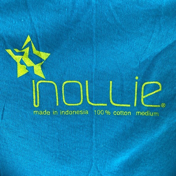 Nollie Blue Teal V-Neck Graphic T-Shirt Size M - Picture 9 of 9